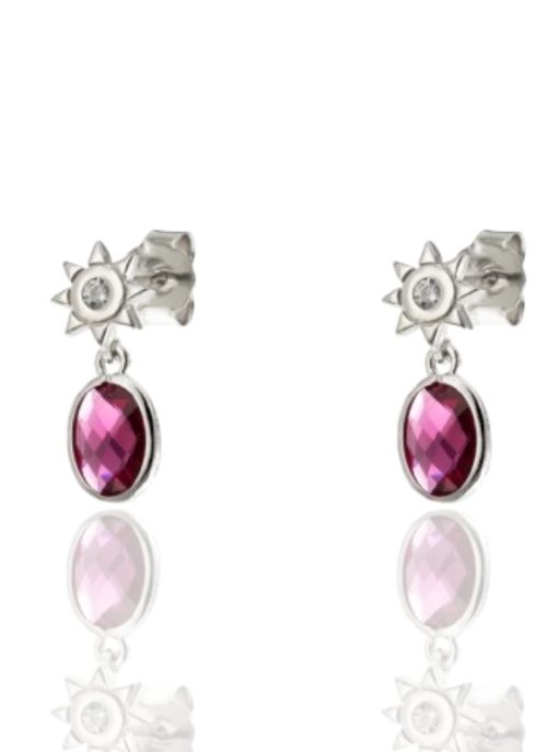Pendientes Art Deco fucsia.
