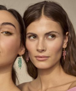 Alternative view of Pendientes hojas rosas